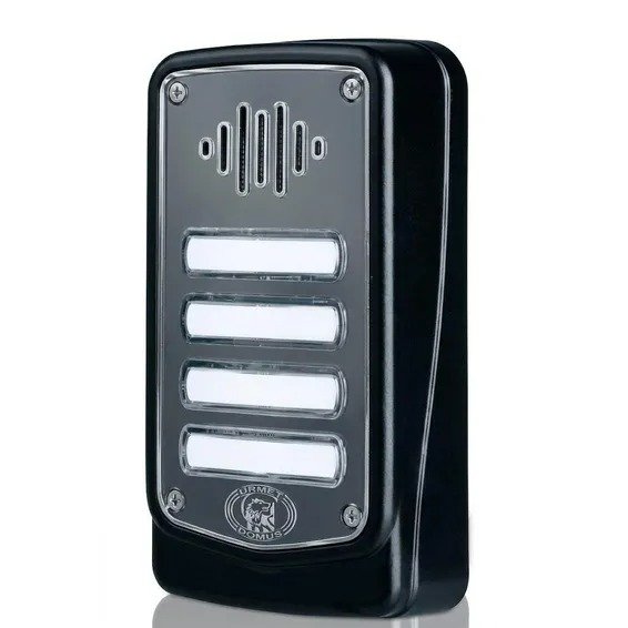 Centurion G-Speak Ultra Metal Fascia GSM intercom, 4-button panel for multi-unit entrances